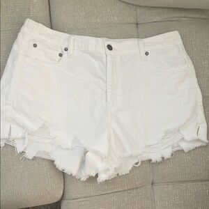 NWOT Aerie White Distressed Jean Shorts